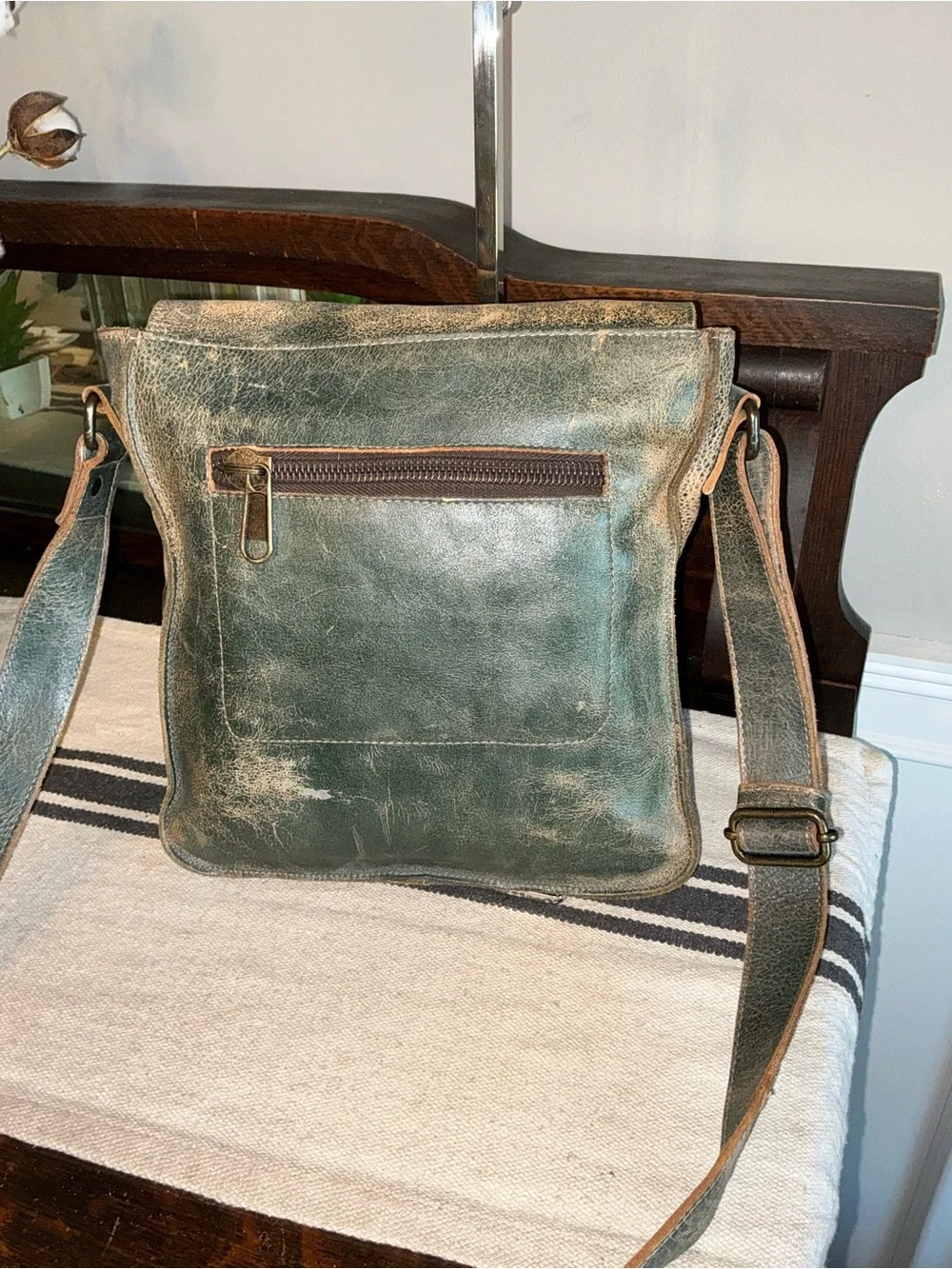 Bed Stu Leather Venice Beach Crossbody Bag Dark Teal Lux Retail $240